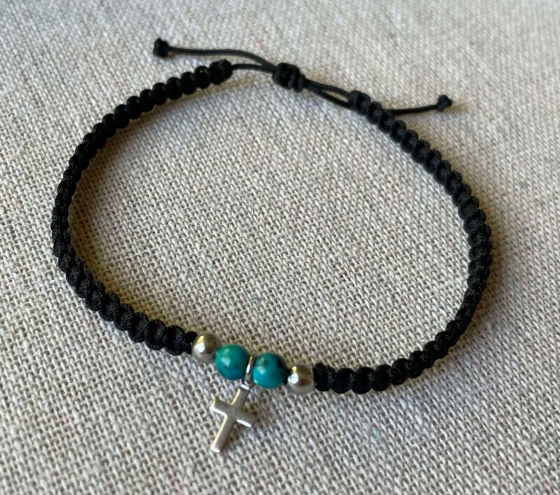 Bracelet Croix argentée et Chrysocolle – Image 2