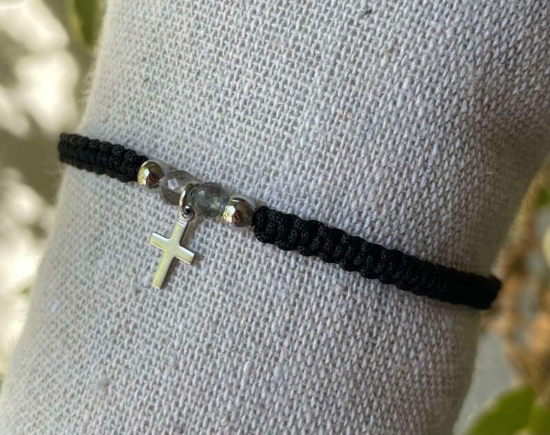 Bracelet Croix argentée et Labradorite