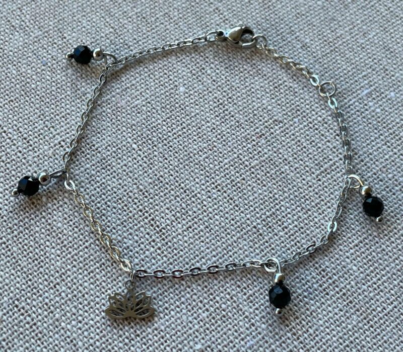 Bracelet Tourmaline et Lotus argenté