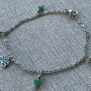 Bracelet Aventurine et Lotus argenté