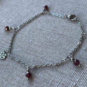 Bracelet Grenat et Lotus argenté – Image 2