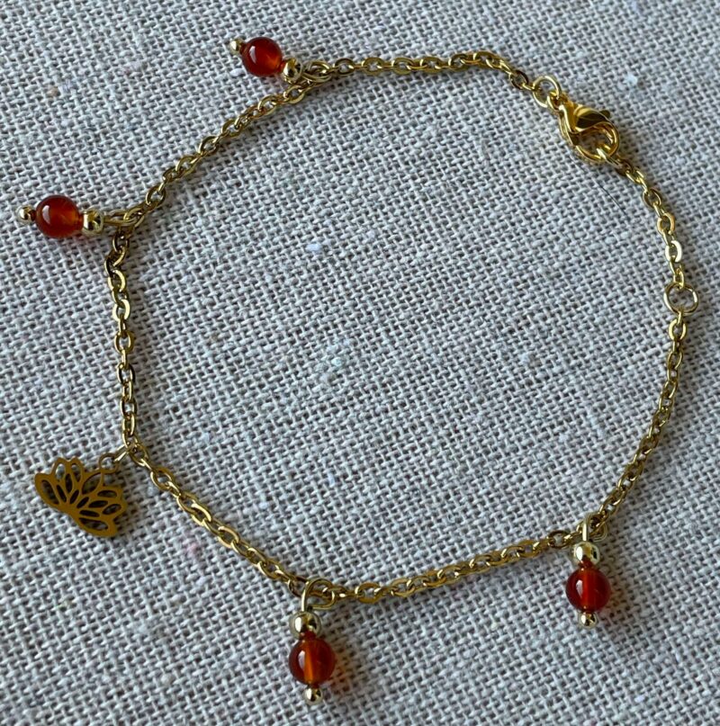 Bracelet Cornaline et Lotus doré – Image 2