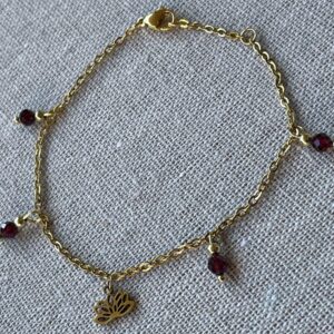 Bracelet Grenat et Lotus doré