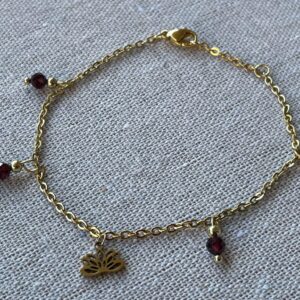 Bracelet Grenat et Lotus doré – Image 2