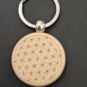 Porte-clefs en Bois Fleur de Vie