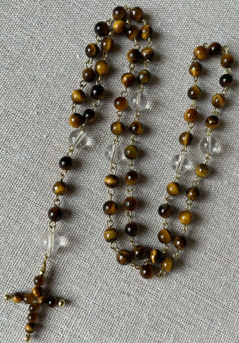 Chapelet Oeil de Tigre et Cristal de Roche