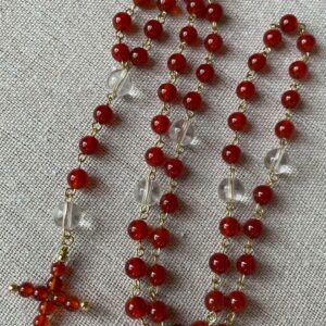Chapelet Cornaline et Cristal de Roche