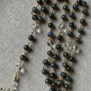 Chapelet Labradorite et Cristal de Roche