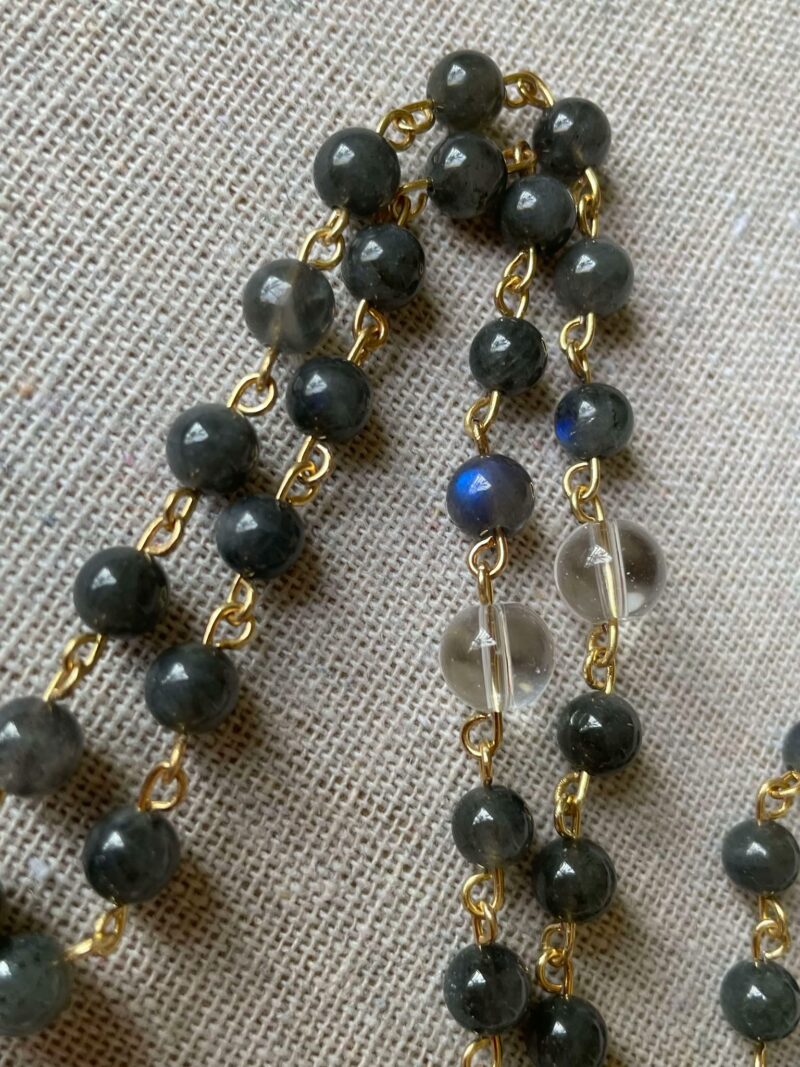 Chapelet Labradorite et Cristal de Roche – Image 2