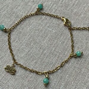 Bracelet Acier doré Amazonite et Lotus