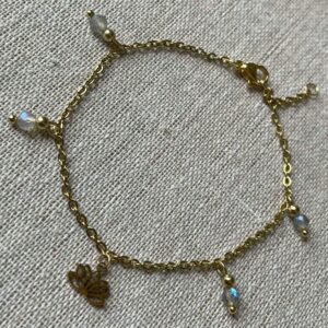 Bracelet Acier doré Labradorite et Lotus
