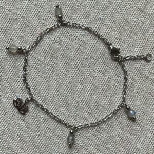 Bracelet Acier argenté Labradorite et Lotus
