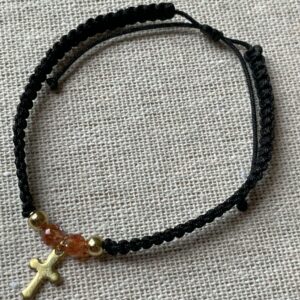 Bracelet Pierre du Soleil et Croix dorée