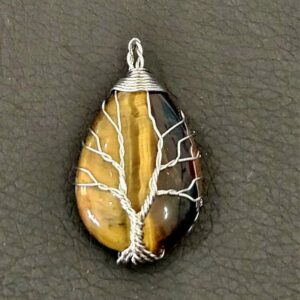 Pendentif Arbre Oeil de Tigre Argenté