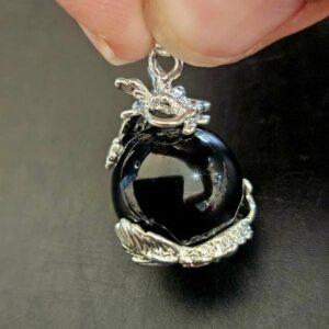 Pendentif Dragon Obsidienne Noire