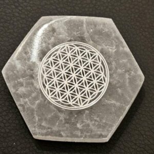 Mini Sélénite Hexagonale Fleur de Vie