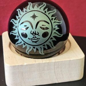 Sphère Obsidienne Noire avec Soleil Vert