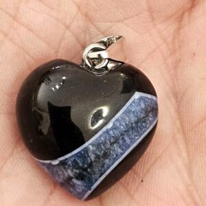 Pendentif Coeur Agate Bleue