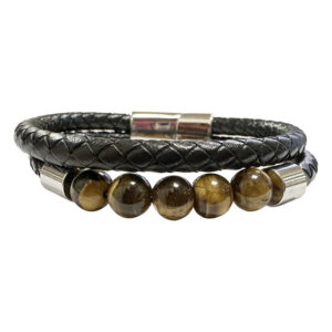 Bracelet Homme Cuir et Oeil de Tigre