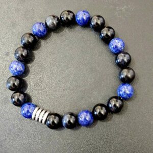 Bracelet Homme Lapis lazuli, Oeil de Faucon et Obsidienne Oeil Céleste