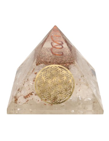 Pyramide Orgone Pierre de Lune et Fleur de Vie