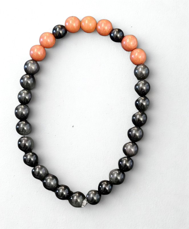 Bracelet Obsidienne Oeil Céleste et Jaspe Rouge