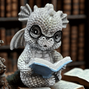 Dragon avec livre et lunettes