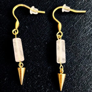 Boucles d'oreille Tube Quartz Rose