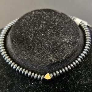 Bracelet Hématite et Cœur doré