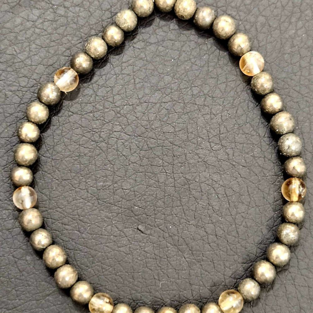 Bracelet Pyrite et Citrine 4 mm