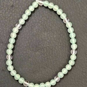 Bracelet Aventurine Verte et Cristal de Roche  4 mm