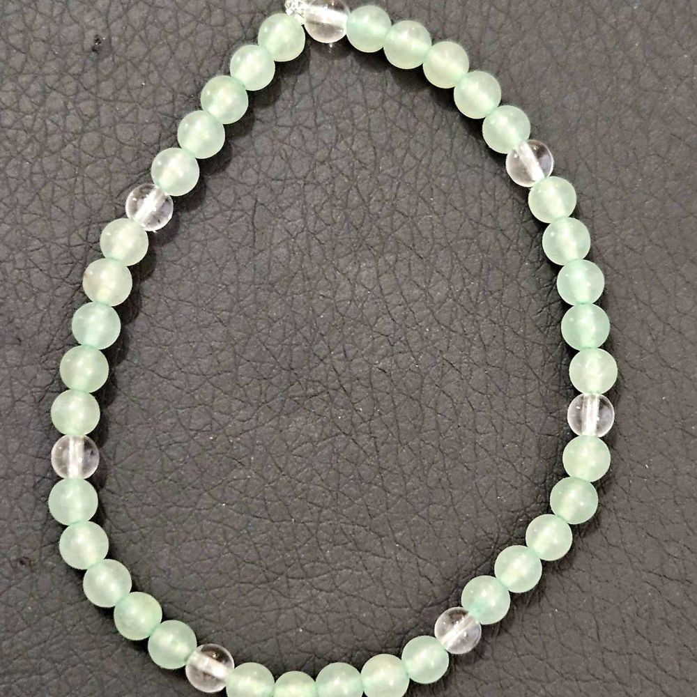 Bracelet Aventurine Verte et Cristal de Roche 4 mm
