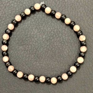 Bracelet Obsidienne Noire et Pierre du Soleil 4 mm