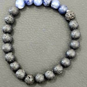 Bracelet Pierre de Lave et Sodalite 8 mm