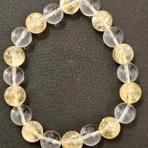 Bracelet Cristal de Roche et Citrine 10 mm