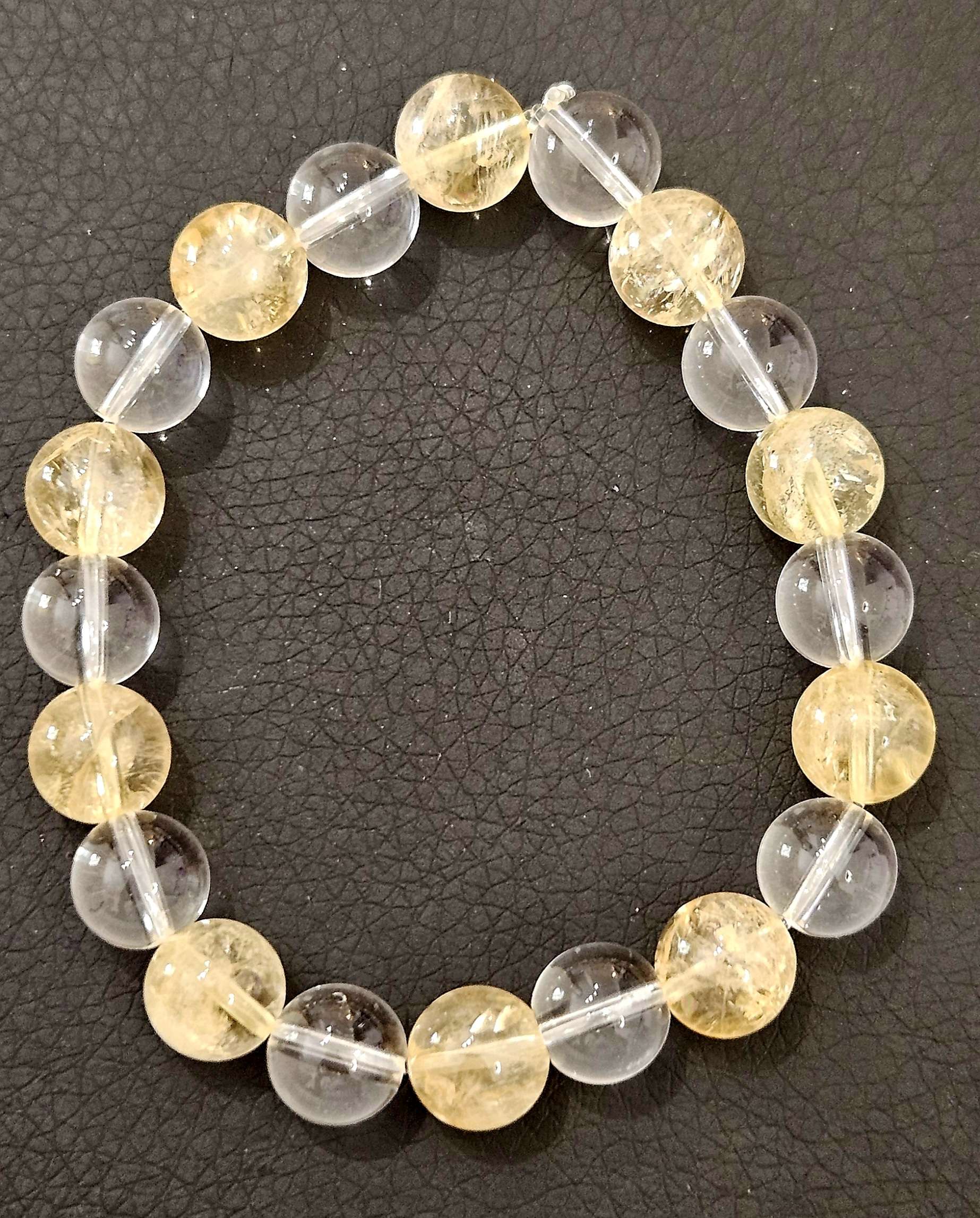 Bracelet Cristal de Roche et Citrine 10 mm