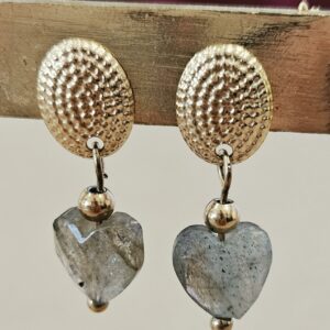 Boucles d'Oreille Cœur Labradorite