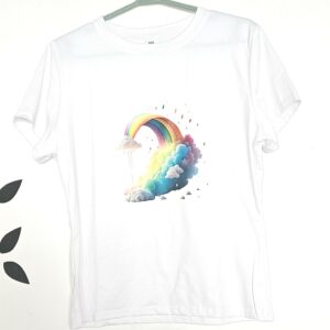 T-Shirt Blanc Arc-en-Ciel taille L